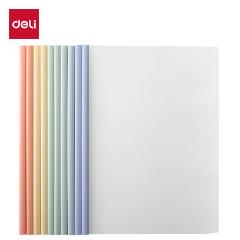 得力（deli）彩色水滴杆抽杆夹5只装 A4/15mm文件夹拉杆夹学生试卷夹简历产检报告收纳夹 PP615