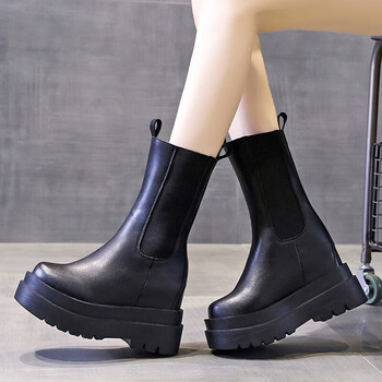 品抉内增高马丁靴女显瘦8公分矮个靴2023秋季冬季小个子春秋短靴冬天