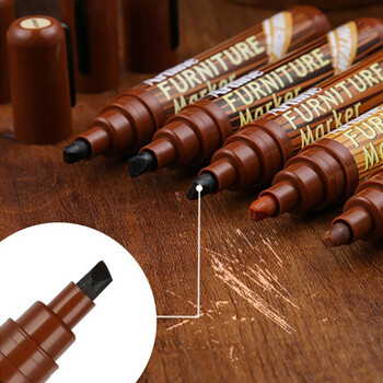 【开学必备】旗牌（Shachihata）Artline 木质家具木纹笔除旧翻新瑕疵划痕修补修复笔 方头 2.0-5.0mm WALNUT胡桃色 EK-95