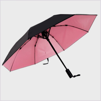 防晒防暴雨带风扇雨伞大风力太阳伞折叠可充电夏季晴雨两用外黑内粉