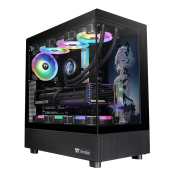 Thermaltake（Tt）钢影 透S 海景房机箱 电脑主机 黑色（ATX主板/支持360水冷/270°全景/9风扇位/4090显卡）