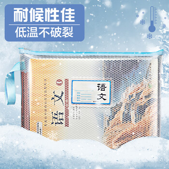 DSB 透明网格EVA单层科目袋 5个装 A4款学生用分类文件袋透明大容量书本试卷收纳袋语数英综合作业手提袋
