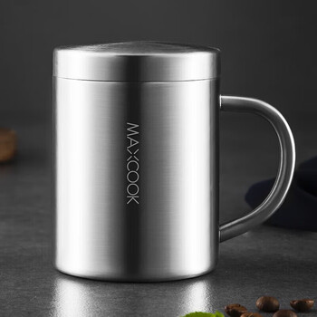 美厨(maxcook)304不锈钢水杯马克杯 儿童杯子双层泡茶杯口杯带盖带手柄 300ml 美厨(maxcook)304不锈钢水杯马克杯 儿童杯子双层泡茶杯口杯带盖带手柄 300ml