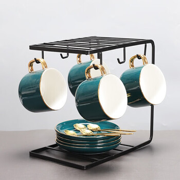 Mongdio咖啡杯套装欧式小奢华混色对杯描金咖啡杯陶瓷杯礼盒装