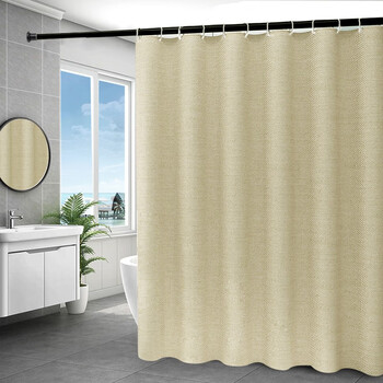 优尊浴室挡水浴帘卫生间免打孔窗帘布洗澡挂帘加厚防水隔断拉帘子沐浴