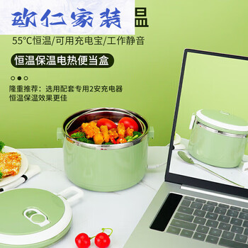 可用充电宝加热的饭盒恒温免注水加热饭盒usb接口可用 34粉色单 34