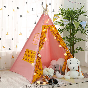 帐篷室内游戏屋印第安小帐篷玩具屋公主生日派对房间装饰黄鸭粉色帐篷