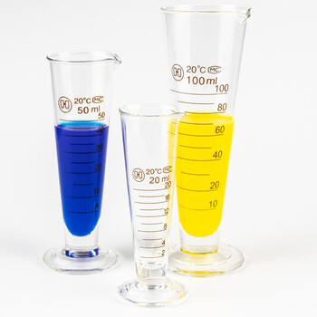 海斯迪克 HKCL-187 玻璃三角量杯 带刻度加厚计量杯 高透明实验室锥形玻璃器具量筒 100ml