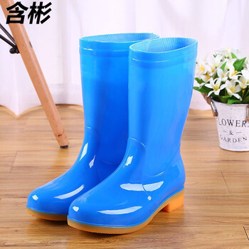 雨鞋防水鞋胶鞋套鞋加棉水靴女时尚中筒成人防滑厨房工作蓝色不加绒40