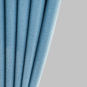 窗帘2022年新款卧室北欧简约现代客厅挂钩式全遮光2022麻韵天蓝色一套