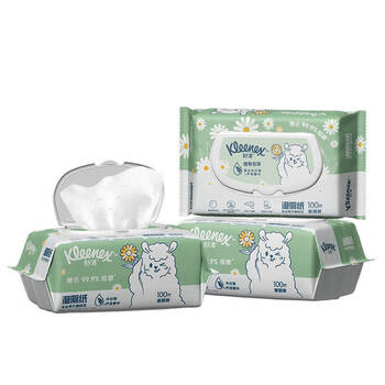 舒洁湿厕纸100抽*3包家庭装洋甘菊+芦荟精华洁厕湿巾湿纸巾厕纸
