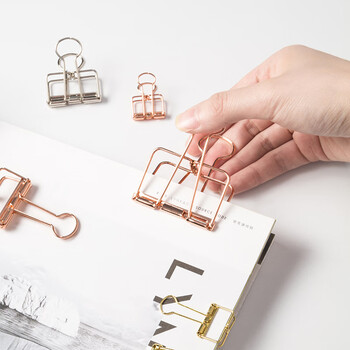 天色小清新燕尾夹大号创意夹子/简约镂空长尾夹/票夹 单个装 玫瑰金TS-5782