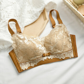 爱黛内衣女薄模杯无钢圈舒适胸罩大胸显小侧收调整型性感蕾丝文胸a