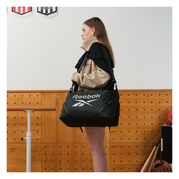 锐步防泼水耐磨健身包男女同款干湿分离独立鞋仓大容量斜挎包 黑色