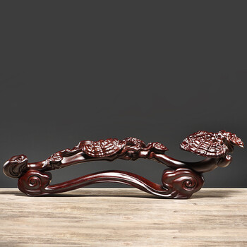刺史黑檀木雕如意灵芝摆件整料实木质根雕红木工艺品家居玄关装饰礼品