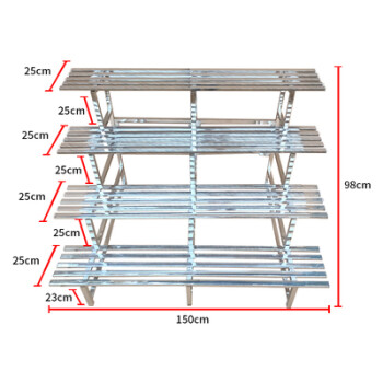ORAKIG不锈钢花架防腐阶梯式花架阳台花架金属落地式多层多肉客厅置物户外装饰花盆架 四层加宽型长150厘米【三腿】