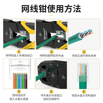万级网线钳套餐 超六类非屏蔽三用多功能剪剥压线钳 8P6P4P超五类水晶头压接钳 电脑网络工具 WJ-1688F