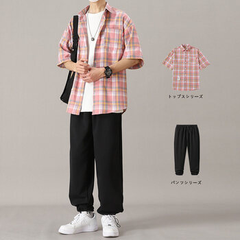 13-15-18初中生高中生男生穿的夏季格子衬衫男五分短袖衣服痞帅外套