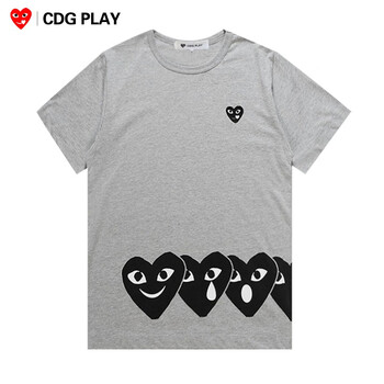 cdgplay轻奢潮牌短袖t恤2023夏新品内搭笑脸红心打底衫情侣装上衣男女