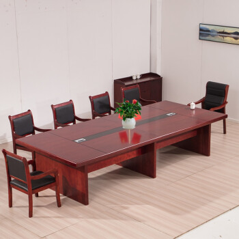 哈堡油漆会议桌哈堡贴实木皮长桌简约现代长方形办公培训洽谈桌椅组合 3米*1.4米