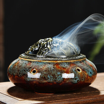 【京东精品】香炉家用室内香薰香熏檀陶瓷创意摆件线香插沉香道香座