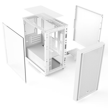 Thermaltake（Tt）启航者F4 白色 Mini小机箱水冷电脑主机（支持MATX主板/钢化玻璃侧透/铁网面板/支持背线）