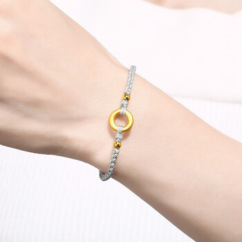 iocn老凤凰黄金平安扣珍珠女手链足金999转运珠本命年金珠手绳送礼物