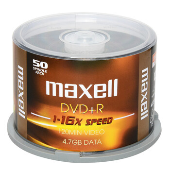 麦克赛尔(Maxell)DVD+R光盘 刻录盘 光碟 空白光盘 16速4.7G台产 办公系列 黄纹黑尊桶装50片 麦克赛尔(Maxell)DVD+R光盘 刻录盘 光碟 空白光盘 16速4.7G台产 办公系列 黄纹黑尊桶装50片