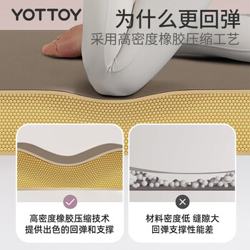 yottoy椰壳天然橡胶瑜伽垫防滑专业183*68cm健身垫女男加宽加长 奶茶色