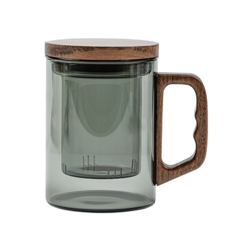 平仄泡茶杯茶水分离杯玻璃杯水杯带滤口送礼茶杯大容量420ml江南春