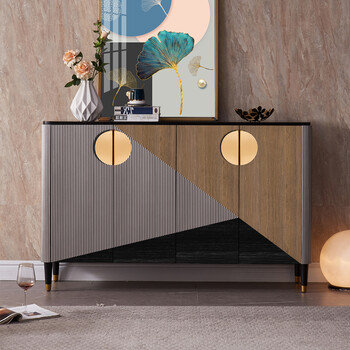 navcon玄关柜现代轻奢鞋柜家用门口门厅实木餐边柜现代简约大容量储物