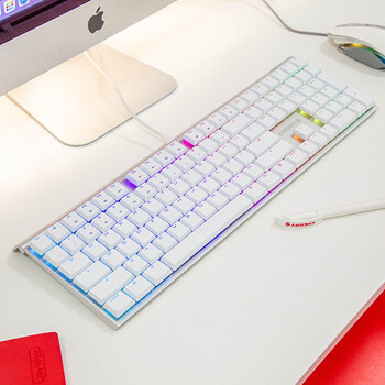 CHERRY樱桃MX10.0 有线键盘 游戏键盘 RGB灯效 超薄机身 办公键盘 合金外壳 白色 MX LP轴 圣诞节礼物