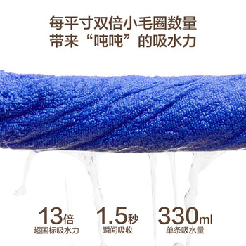 京东京造100%长绒棉毛巾A类纯棉98g加厚吸水家用全棉情侣洗脸巾2条思念蓝