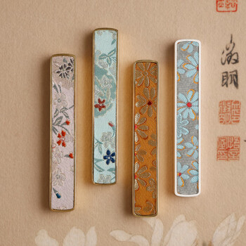 漢墨 黄铜织锦镇尺 镇纸创意毛笔压纸书法学生文镇2支装10cm礼盒装 文房四宝铜器摆件