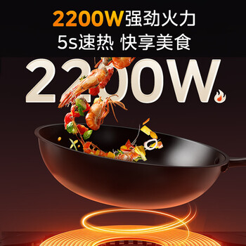 美的（Midea）电磁炉电磁灶电陶炉2200W家用大功率滑触双控烧水电池炉9档嵌入式一体面板定时功能火锅炉DZ22S04E