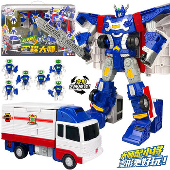 卡宝战神男孩拼装合体机器人变形机甲套装 飞天战队-工程大师hc7001