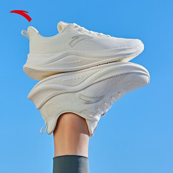 安踏(anta)跑步鞋女鞋网面透气运动鞋春季一体飞织轻质软底舒适轻便