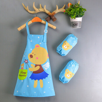 2022新款儿童画画罩衣夏季皇宠儿童画画围裙罩衣女孩涂鸦绘画夏季带袖