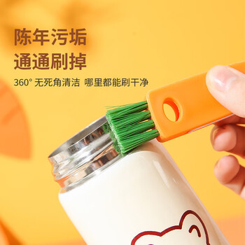 梦庭 杯刷不锈钢吸管刷子杯盖刷三合一奶瓶刷 保温杯饭盒缝隙清洁毛刷