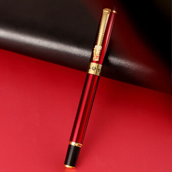 三件套男女高颜值学生商务办公签字书法美工硬笔金属钢笔套装 暗红色