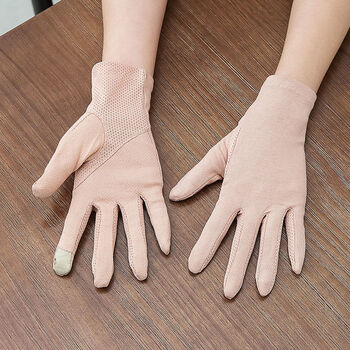 汝晗  手袜晒手套女薄款弹力开车春秋滑夏天中长款骑车触屏 肤色短款