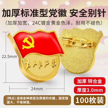 党员胸章胸徽加厚强力磁铁党旗党微磁扣礼盒 加厚标准款保险针(100个