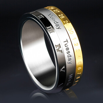 欧美罗马数字钛钢男时间戒指饰品尾戒日韩版个性宽版潮流指环 美号7号