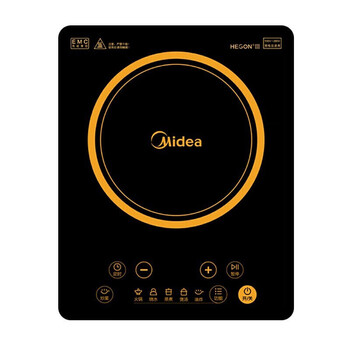 美的（Midea）电磁炉 家用触控式大功率速热火锅炉 预约定时黑晶面板4D防水 电磁灶带锅套装 HT2218HM