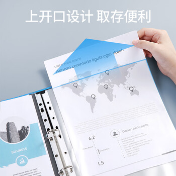 齐心（COMIX）100只装11孔资料册文件袋活页替芯袋A4十一孔袋透明资料袋文件保护袋 搭配快劳夹使用EA9000