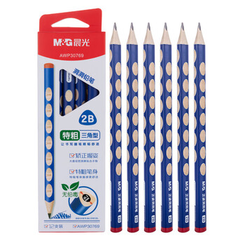 晨光（M&G）文具2B洞洞铅笔12支 特粗杆学生专用涂卡笔铅笔考试专用儿童幼升小暑假练字三角木杆沾顶AWP30769