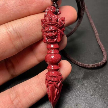 海清正堂朱砂高含量紫金砂降魔杵金刚杵吊坠本命年项链挂坠饰品尺寸