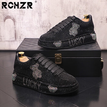 男士休闲鞋>rchzr>rchzr水钻男鞋时尚潮男厚底休闲鞋年新款低帮鞋子