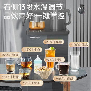 美菱（MeiLing）饮水机 家用办公室 立式下置水桶 PE净味管路 13档调温恒温保温 MY-A03 黑色 温热型
