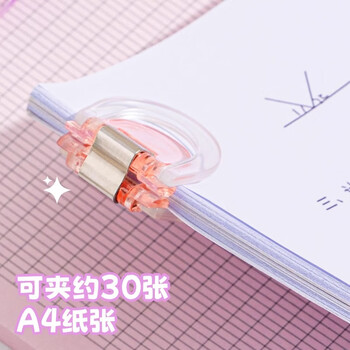 三年二班 4个装透明彩色夹万能夹小学生试卷收纳整理卷子资料固定燕尾夹发票夹长尾夹手账夹 粉白蓝紫